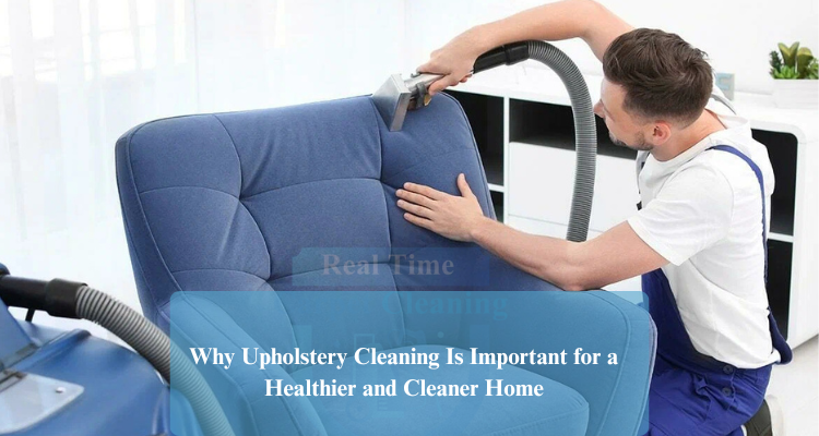 technician is doing upholstery cleaning for a sofa